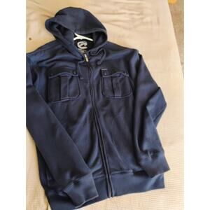 Vintage Echo Unlimited XL Navy Blue Men's Zip Up Hoodie With Pockets. Y2K. 90s